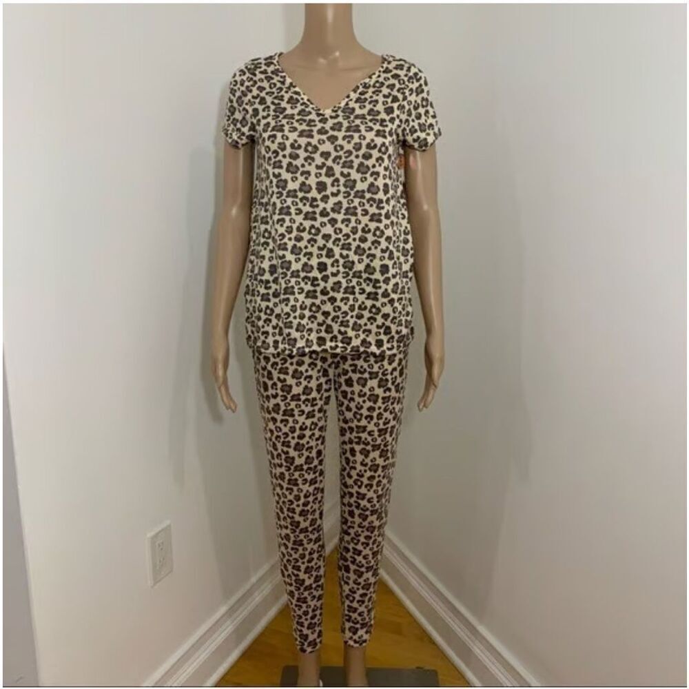 Thalia Sodi Women's 2 Piece Pajamas Set Leopard Print Size S See Description